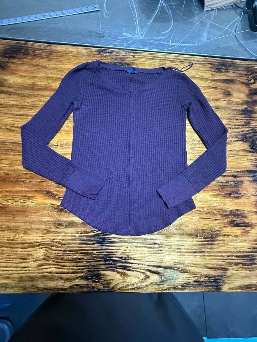 Aeropostale Waffle Knit Top Size S Purple Thermal